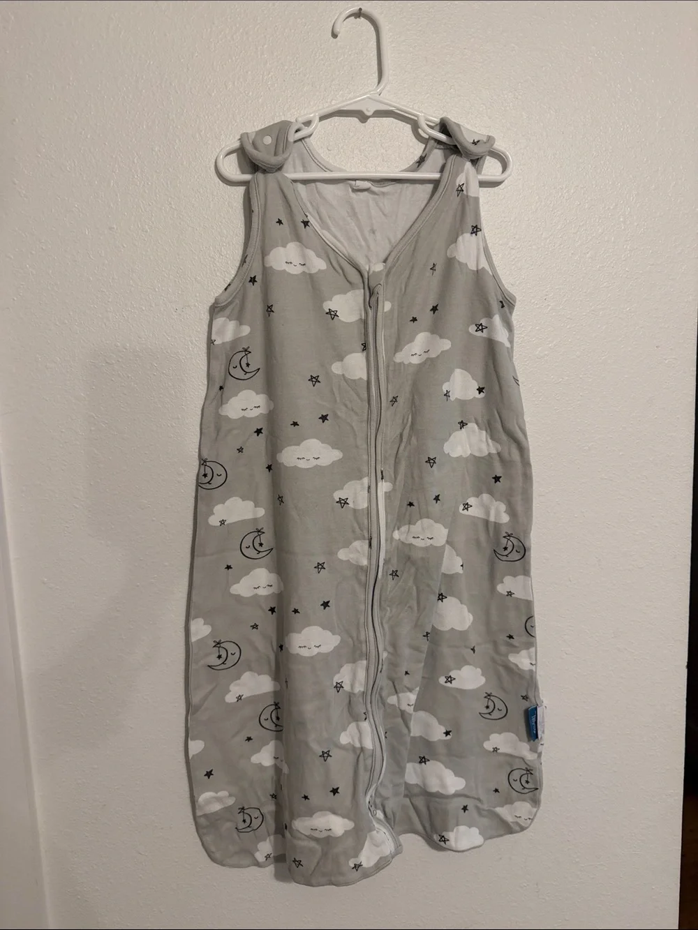 Gray Cloud & Moon Kids Sleep Sack - Lightweight Zippered Pajama